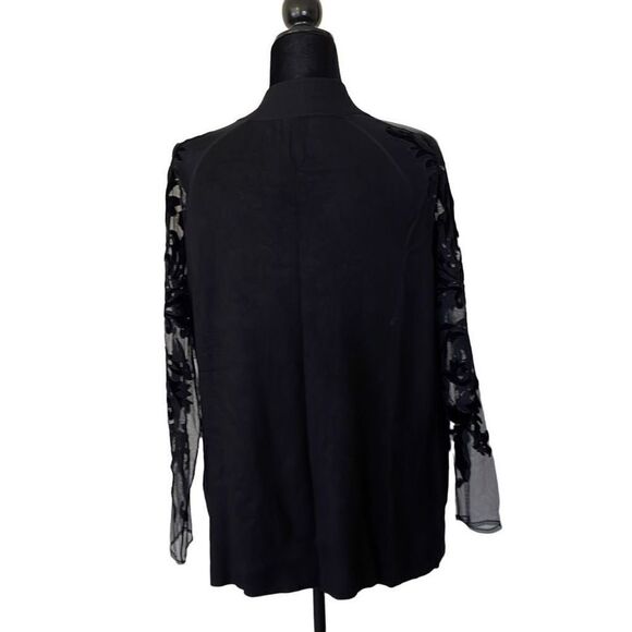 INC International Concepts Womens Black Lace Mesh Sleeve Sweater Size 1X - Picture 3 of 10
